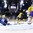 COLOGNE, GERMANY - MAY 20: Finland's Antti Pihlstom #41 crashes into the net on this play as Sweden's Henrik Lundqvist #35 looks on during semifinal round action at the 2017 IIHF Ice Hockey World Championship. (Photo by Andre Ringuette/HHOF-IIHF Images)

